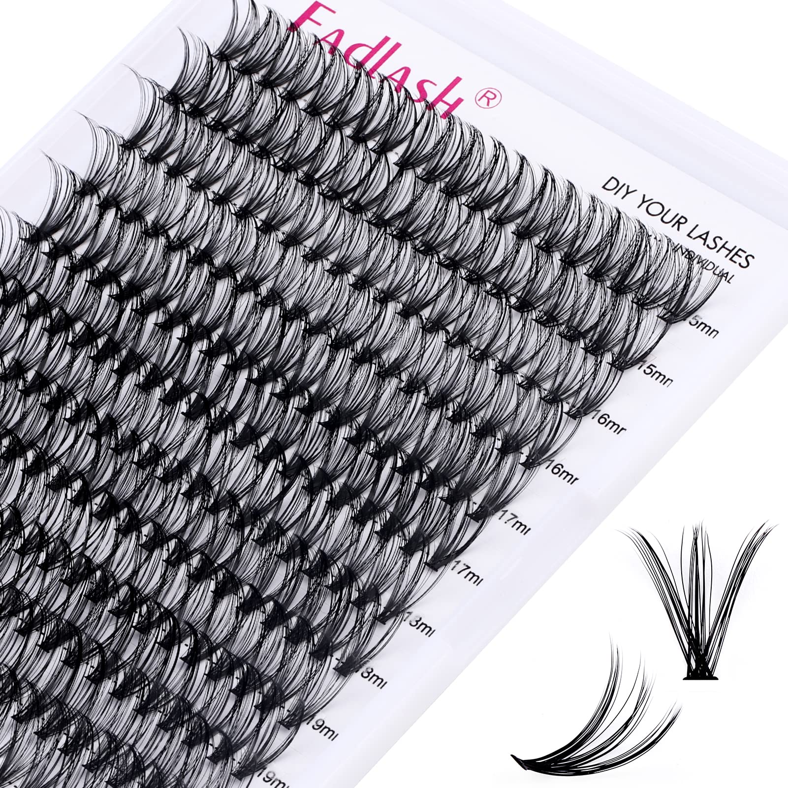 FADLASH 240pcs 0.07mm D Curl 15-20mm 30D Mixed Trays Cluster Lashes DIY Eyelash Extensions — image 1