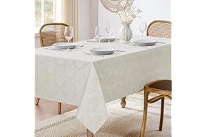 Decorelia Damask Floral Design Rectangluar Tablecloth for Dining Coffee Table, Soft Wrinkle-Free Wipe Clean Table Cloth for P