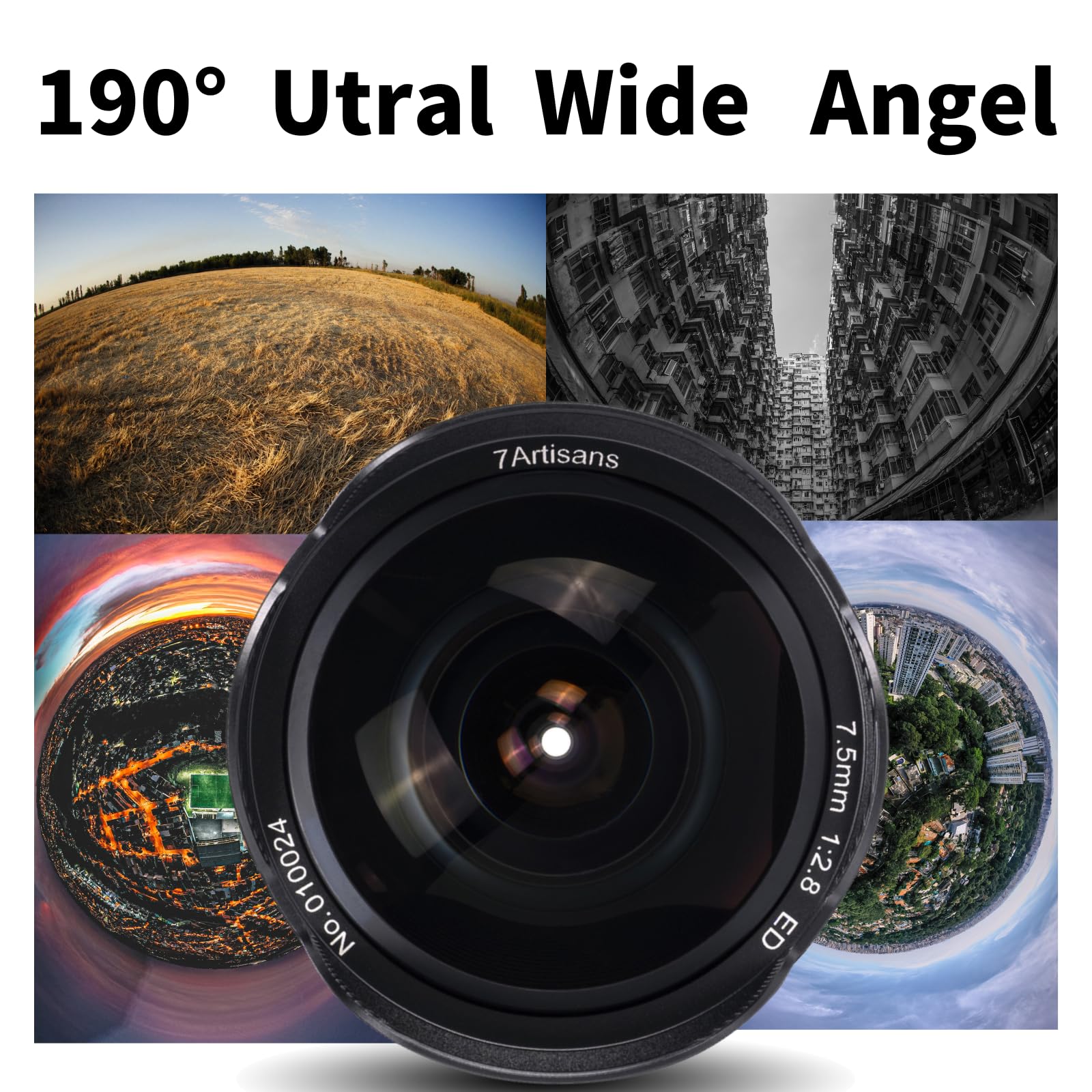 7Artisans 7,5 mm F2,8 II Sony E Mount APS-C Fisheye Prime Objektiv,Manuelles 190° Ultra Weitwinkel Festbrennweiten Objektiv für Sony A5000 A5100 A6000 A6300 A6400 A6500 NEX-5T A7III A7R III 3