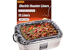 HORSDO Electric Roaster Liners – 15 Count Disposable Roaster Liners 18x34 inch, Fits 16, 18, 22 Quart Roasters,Food-Safe, BPA-Free,Convenient Disposable Liner for Easy Clean-up (15)