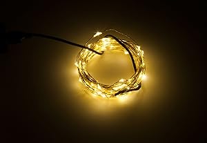 Karlling USB Plug in LED Fairy Lights,50 LED Bulbs 16 Ft Silver Wire Waterproof Starry String Lights for Bedroom Patio Garden Party Wedding Commercial Lighting (Warm White)