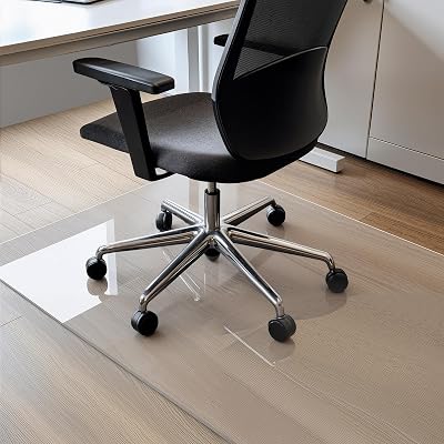 Bodenschutzmatte Bürostuhl Transparent [100x120cm] – 1,2mm PVC Schreibtischstuhl Unterlage für Hartböden, Parkett & Laminat – rutschfeste Stuhlunterlage, Fußbodenschutzmatte