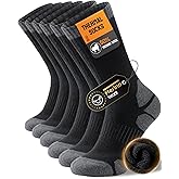 kaciixaa Merino Wool Thermal Socks for Men & Women, 3 Pairs Cushioned Moisture Wicking Crew Boot Socks for Outdoors & Work