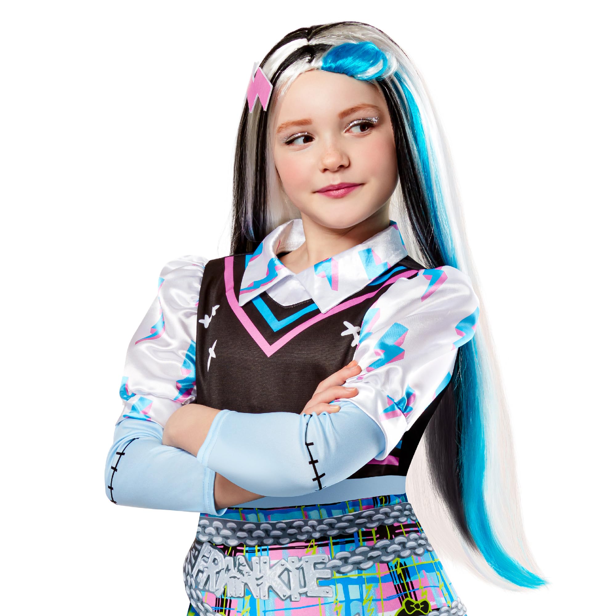 Rubies Official Girls Standard Monster High Frankie Stein Child Wig, Kids Fancy Dress Accessory Multicolour One Size Halloween
