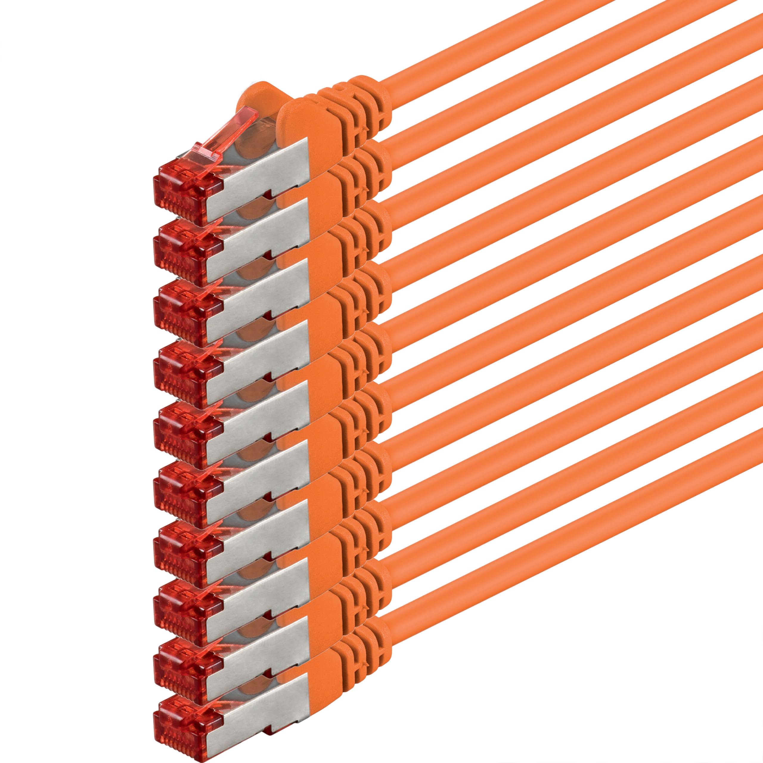 1aTTack.de 10x 0.25m - Cat 6 network cable patch cable Cat6 RJ45 SFTP - orange