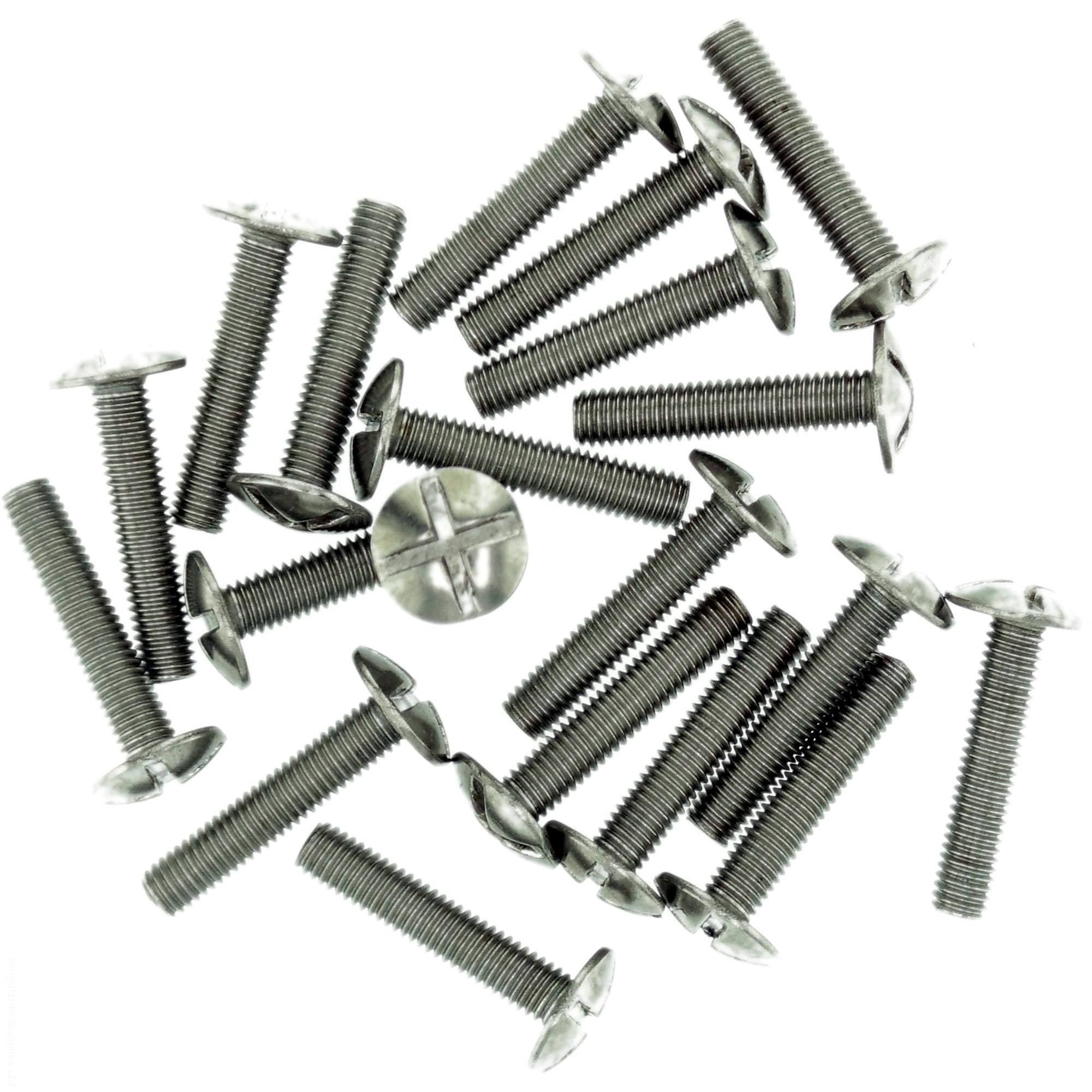 M4 (4mm x 16mm) Slot Mushroom Machine Screw (Bolt) (Crossed) - Stainless Steel (A2) (Pack of 20)