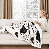 Heated Blanket Throw Electric Blanket with Foot Pocket, GentleSoft Flannel Blanket Throw with 10 Heating Settings,10 Hours Auto Off, Cow Print Cozy Soft, Washable, Warm Gifts (50x62 Inch)