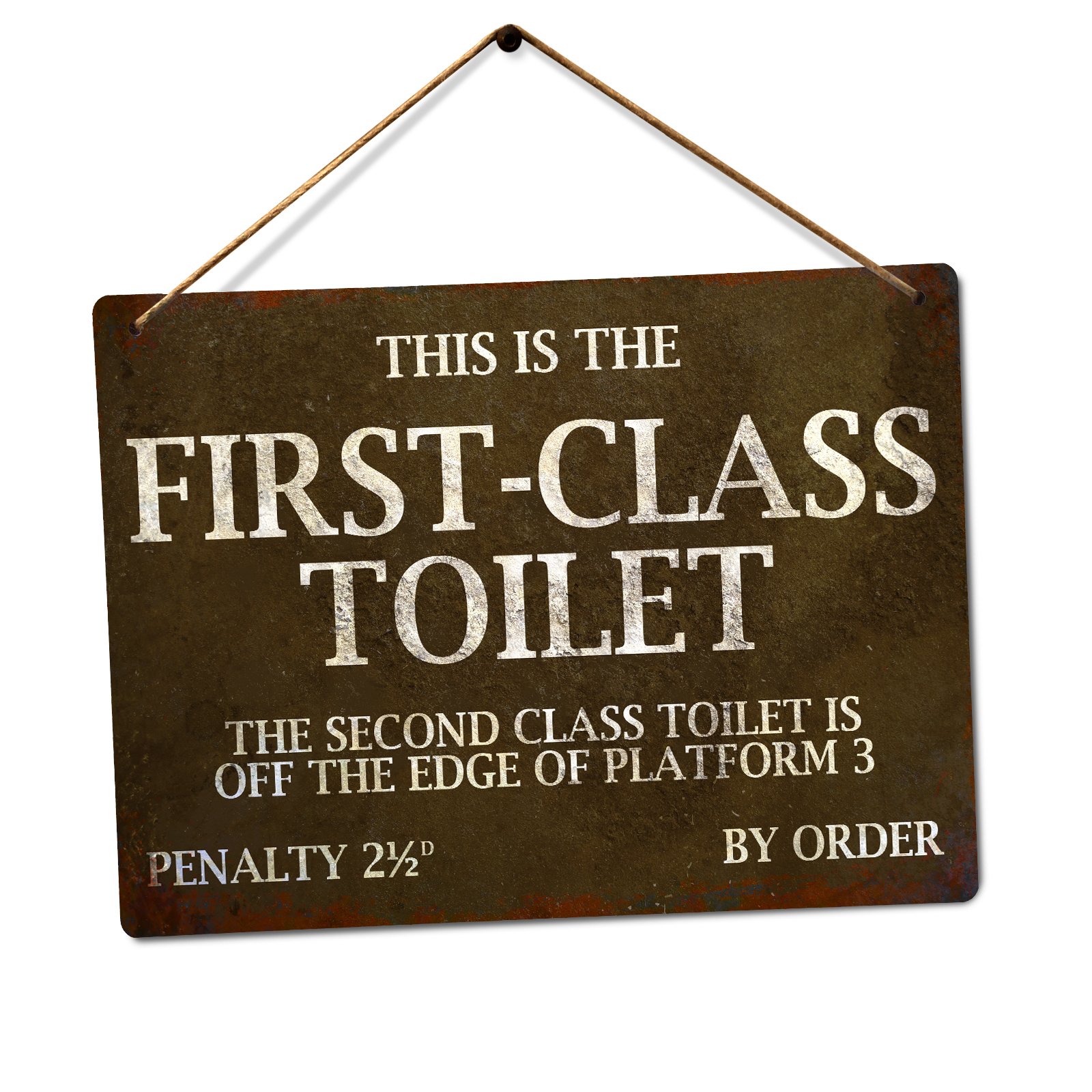 WTF | First Class Toilet | Twine - Metal Wall Sign Plaque Art Inspirational
