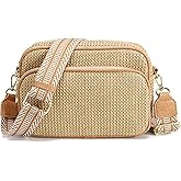 Ambistra Faux Straw Crossbody Bags for Women Small Summer Purse RFID Woven Raffia Bag Travel Hawaiian Beach Cruise Essentials