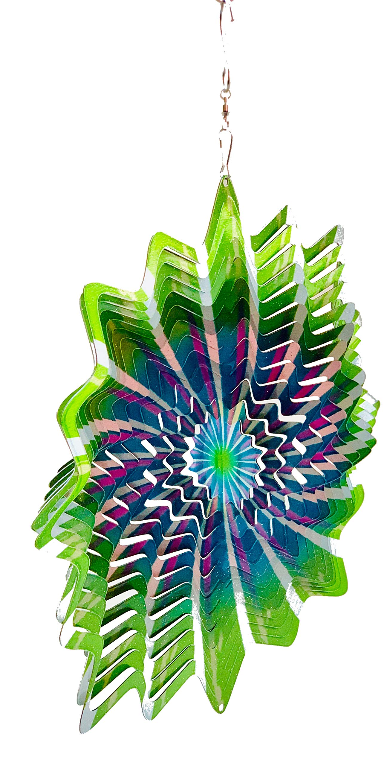 Dundee Deco W2214 Wind Spinner in Gift Box - 3D Hanging Indoor Outdoor Yard Garden Decoration - Palm Trees Beach Sun - Yellow Orange Green Blue - Unique Gift Idea for Men Women, Souvenir, Present