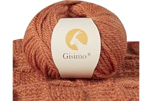 Gisimo 100% Merino Wool Yarn, 3-Ply Luxurious and Soft Yarn for Hand Knitting & Crocheting (Amber, 1Ball)