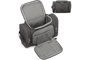 ZOMFELT Travel Toiletry Bag for Men, Water-Resistant Canvas Dopp Kit with Wet Compartments, Multi-Pocket Organizer for Shaving Kit, Gym Essentials and Toiletries Accessories, Grey