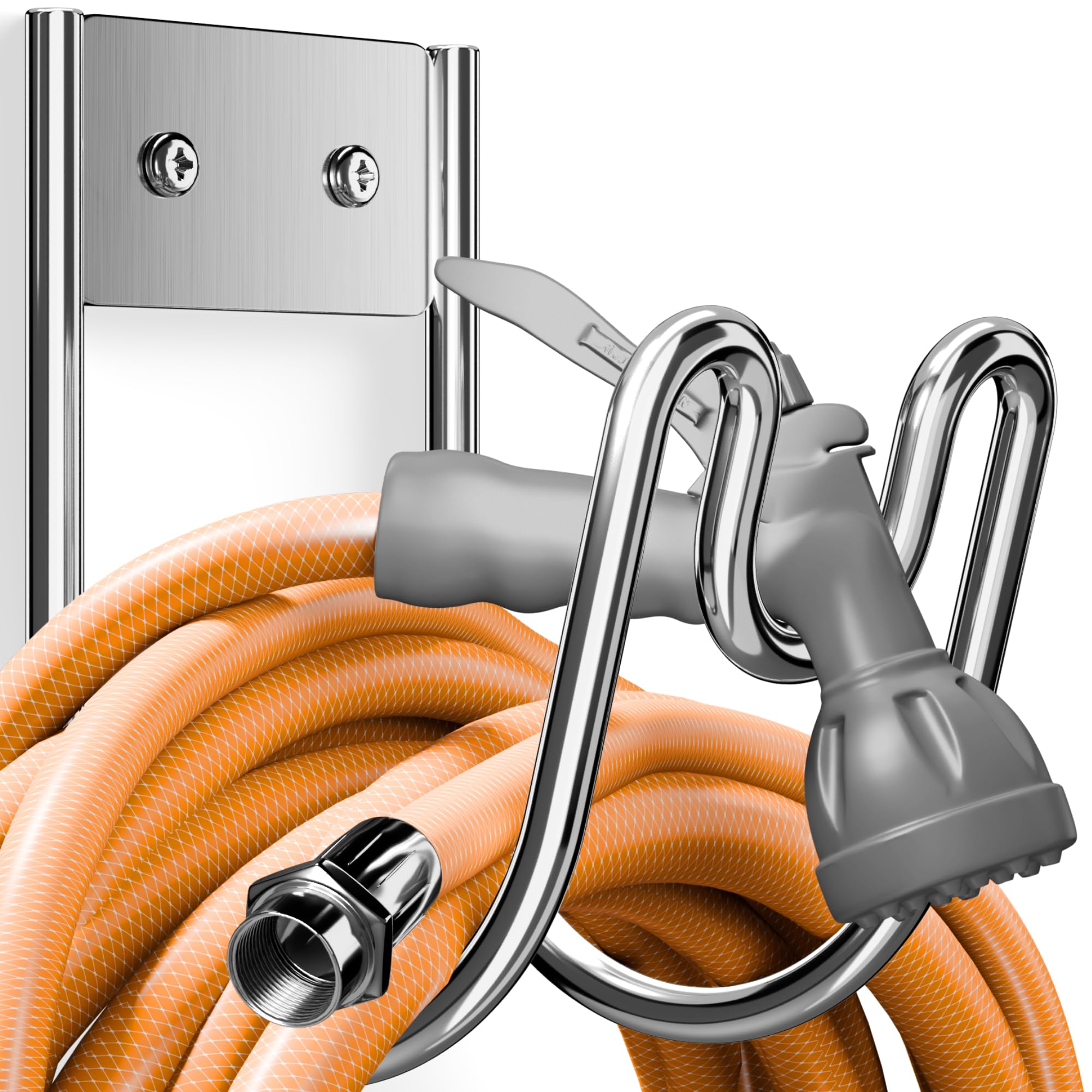 Stainless Steel Garden Hose Reel - Wall Mounted SS304 Hose Holder - Anti-Rust Water Hose Hanger