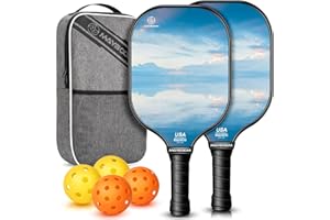 MAYBOOM Pickleball Paddles Set of 2 or 4, USAPA Approved Pickleball Paddles Set with 4 Pickleball Balls and Pickleball Carry Bag, Fiberglass Pickleball Paddles Rackets Set Gifts for Unisex Beginners&Pros