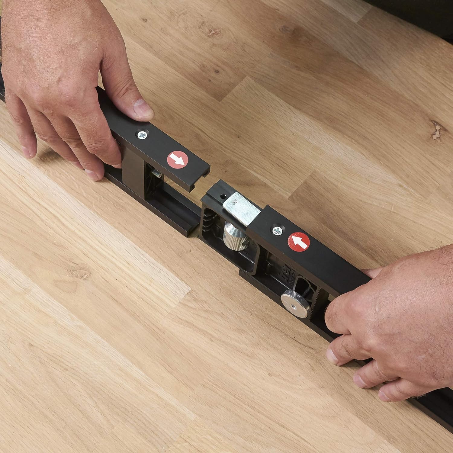 Trend Two-Part Skeleton Hinge Jig with Adjustable Blocks, Robust Carry Case & Guide Bush for Hinge Recess Cutting Black, H/JIG/C - Image 3