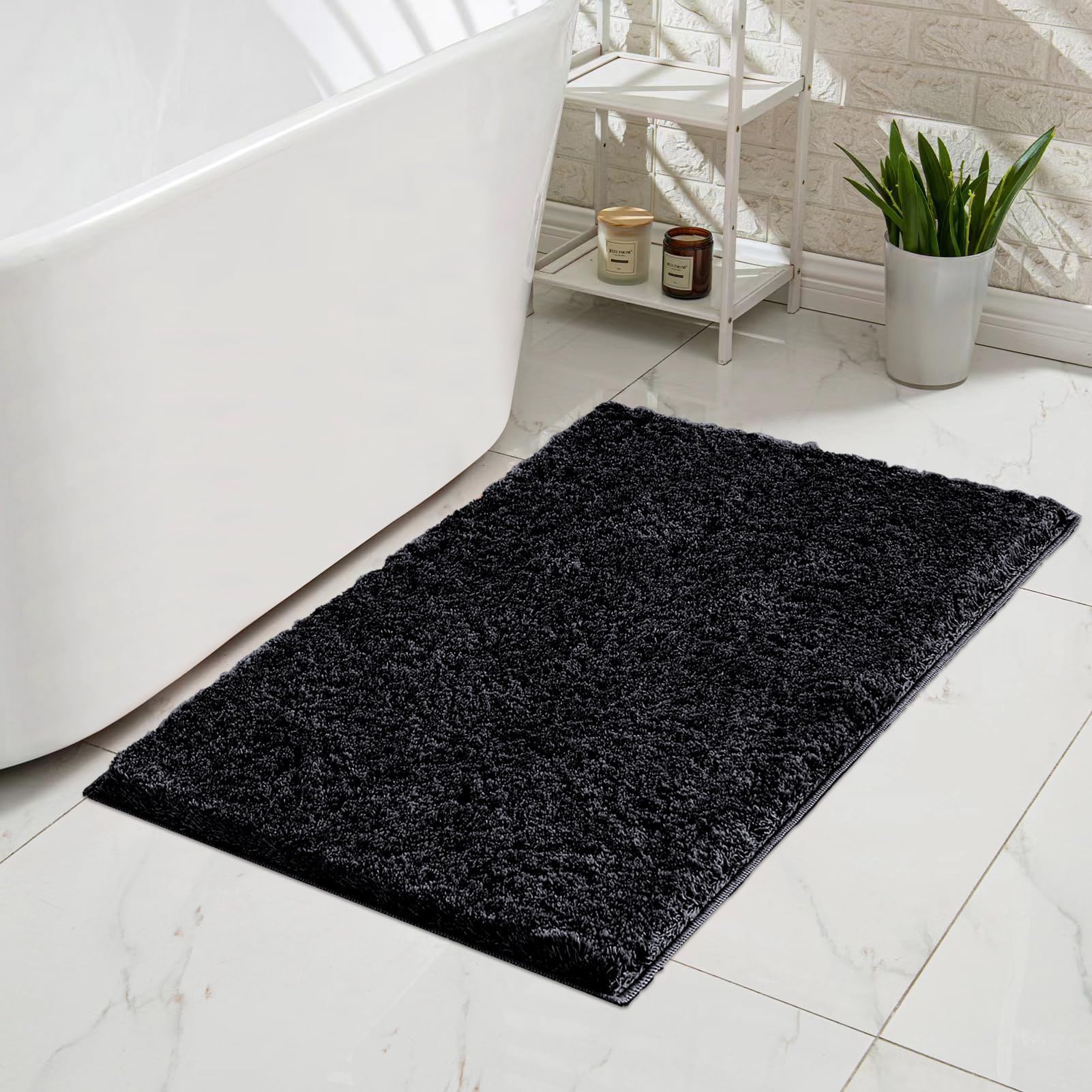 CozeCube Black Bathroom Rug 36" x 24", Bath mats for Bathroom Non Slip ...