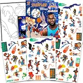 60+ Space Jam Temporary Tattoos for Kids Coloring Book Party Favors Bundle | Bulk Semi-Permanent Space Jam Tattoo Sheets for Boys Birthday Party Supplies - Space Jam 2 Fake Tattoos