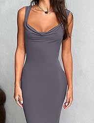 REORIA Women's Summer Cowl Neck Mesh Sleeveless