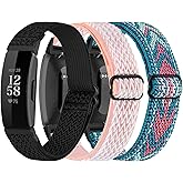 3-Pack Elastic Nylon Bands Compatible with Fitbit Inspire 2 / Inspire HR/Inspire/Ace 2, Soft Adjustable Solo Loop Replacement Straps for Fitbit Inspire Fitness Tracker Women Men
