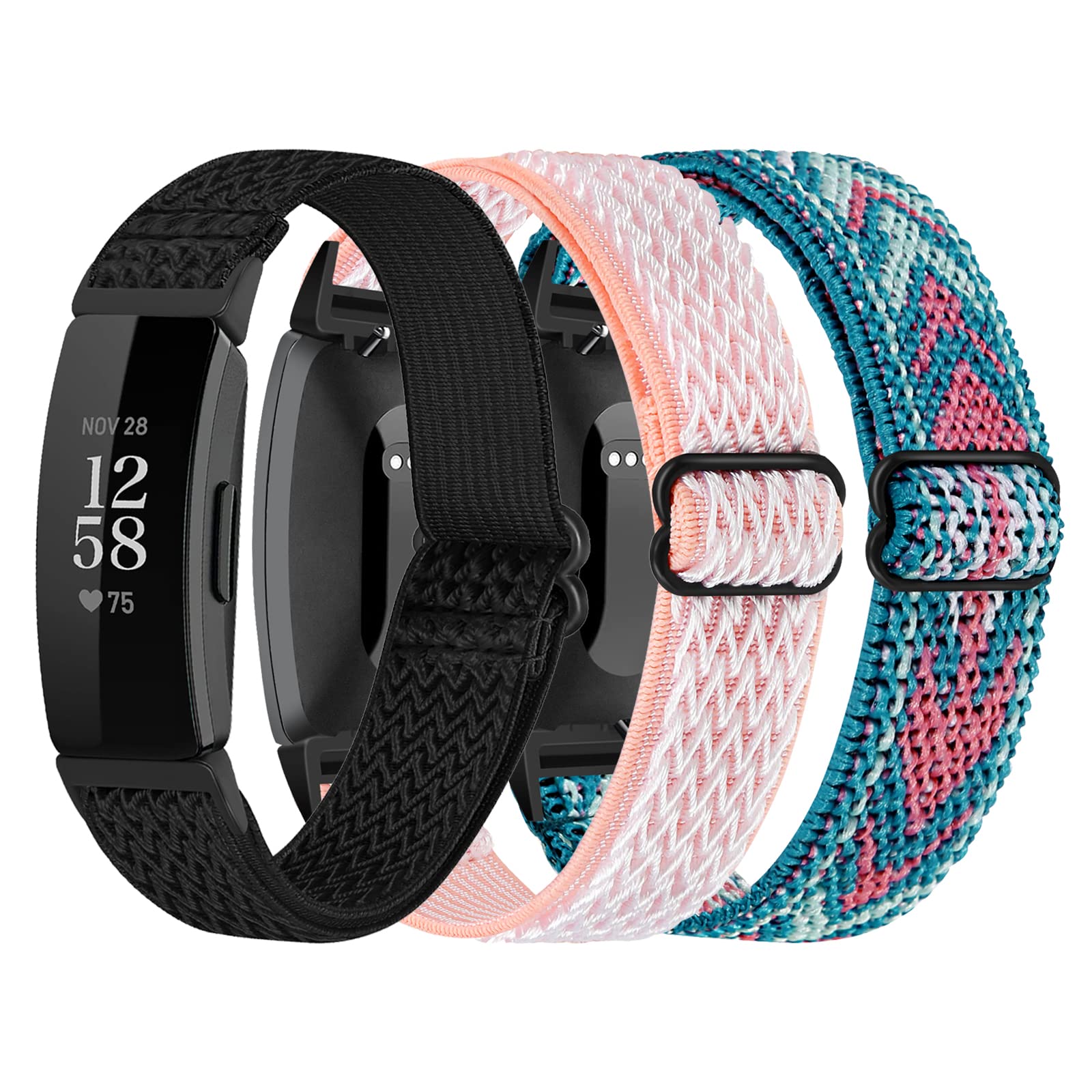 3-Pack Elastic Nylon Bands Compatible with Fitbit