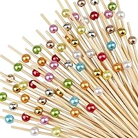 100 Counts Bamboo Cocktail Sticks, Fruit Cocktail Picks, Finger Food Picks, Appetizer Sticks, Party Food Toothpicks With Flamingo Cactus, Decorative