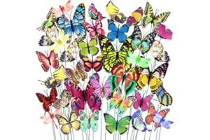 VGoodall 50 PCS Butterfly Stakes and Dragonfly Stakes 11.75 inch Garden Ornaments Stakes, Waterproof Butterfly Garden Decorations for Indoor,Outdoor Yard, Patio Plant Pot, Christmas Decoration