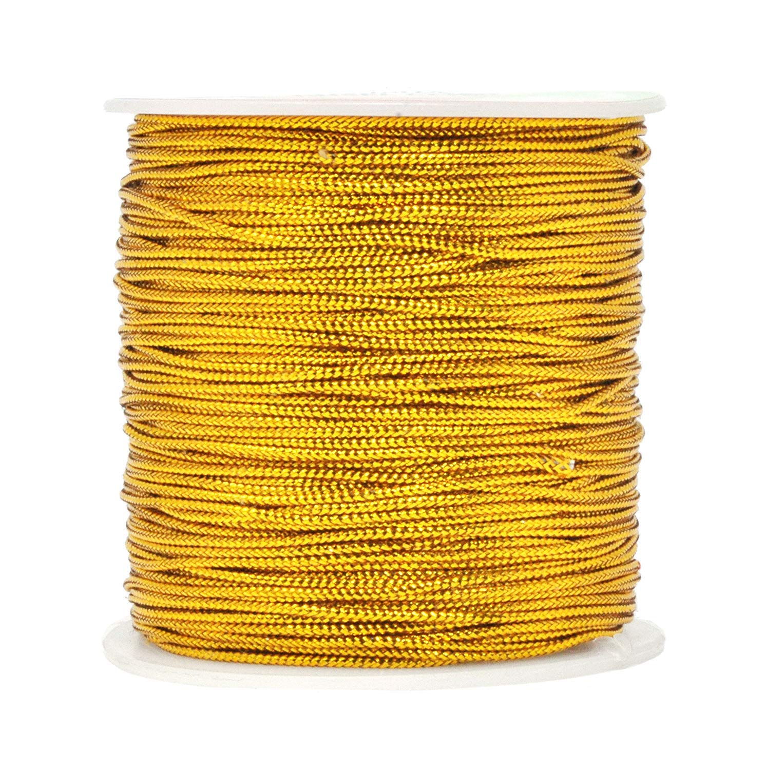Photo 1 of 1mm Spool Gold Metallic Cord Tinsel String Jewelry Braided Thread, Total Length 109 Yards/ 328 Feet (Gold)