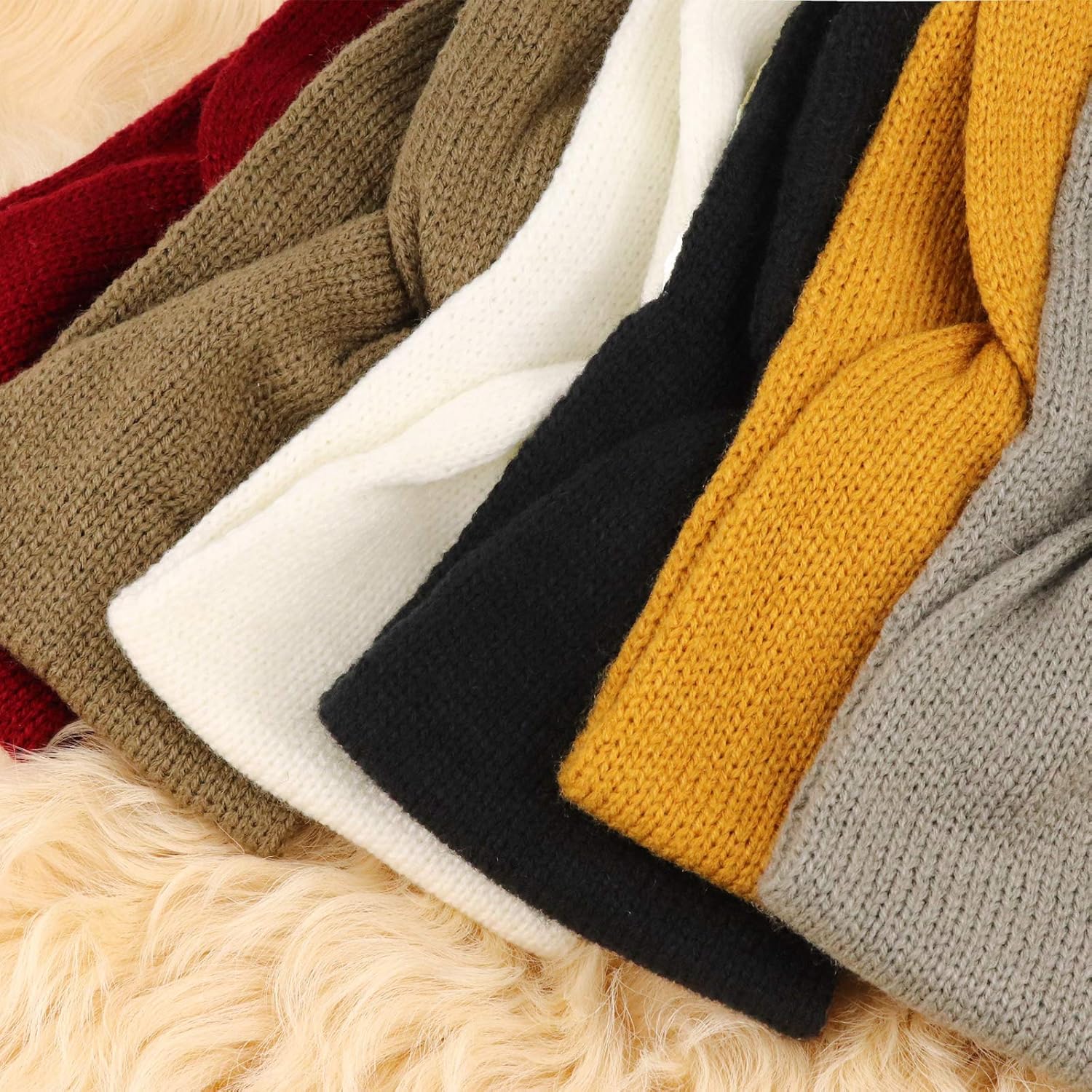 DRESHOW 6 Pieces Women Warm Knitted Headband Winter Ear Warmer Crochet Head Wraps Thick Cable Headband - Image 4