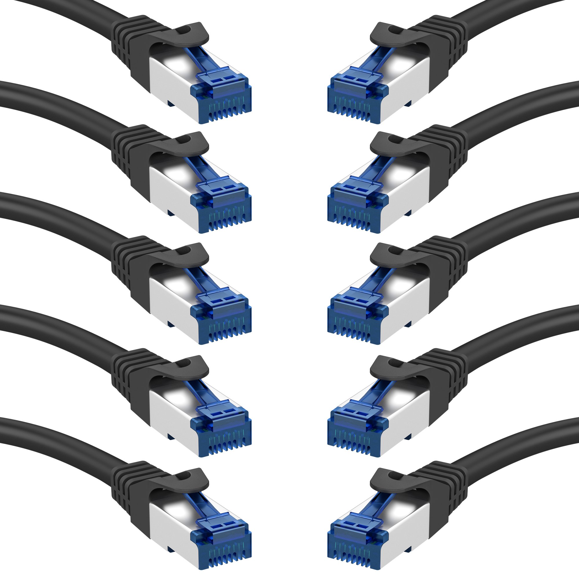 Ethernet cable – 10x 0.25m – Network, patch & internet cable with break-proof design for maximum UK internet speeds (ideal for Gaming/LAN/Router/Modem/Switch, silver RJ45 connector) – by CableDirect