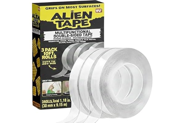 Alientape Nano Double Sided Tape Reusable Washable Transparent Traceless Multi-Purpose Adhesive Tape with Nano-Grip Technolog