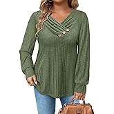 Gzrsfz Womens Plus Size Sweaters Dressy Casual V Neck Long Sleeve Loose Fall Fashion Sweatshirts Pullover