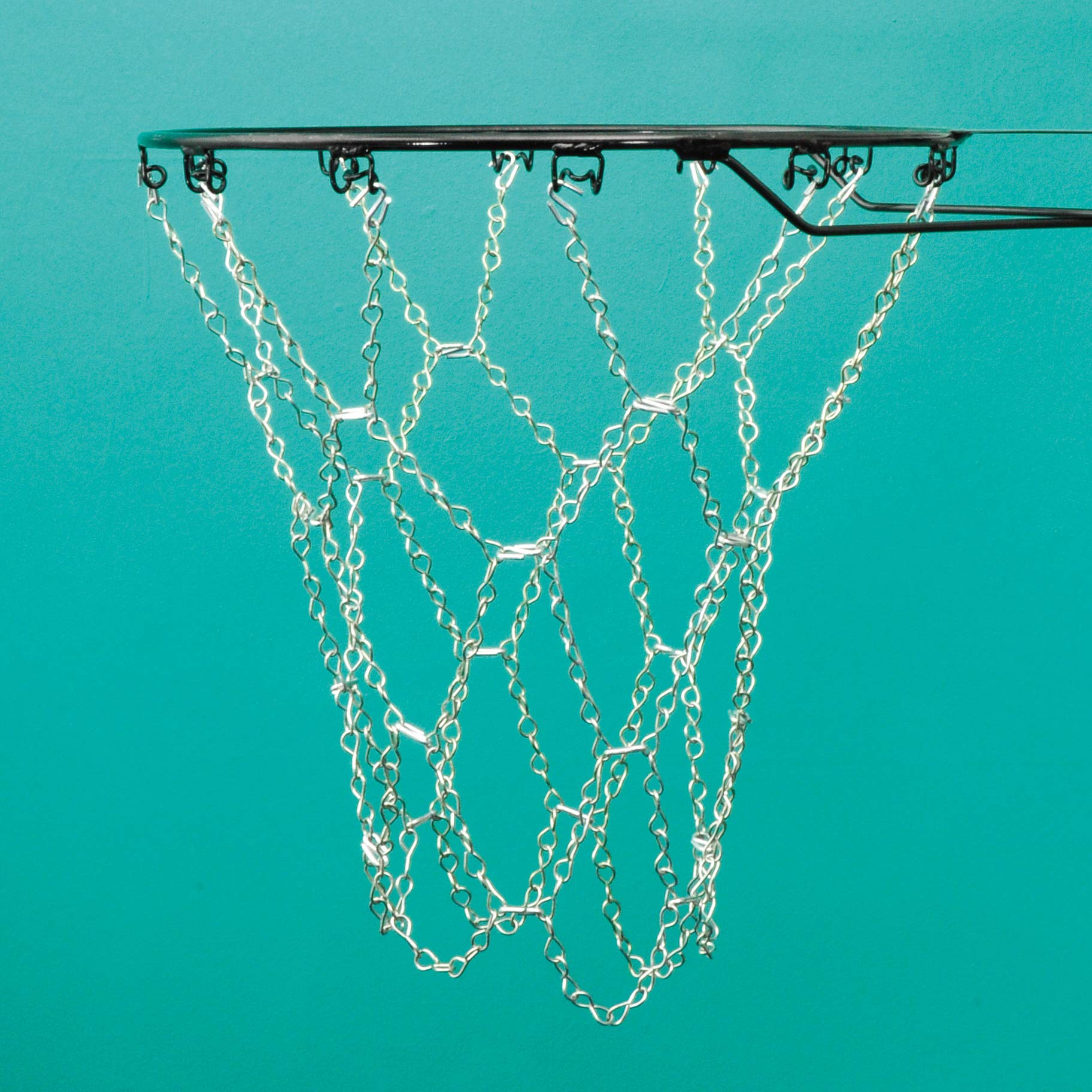 Sure Shot Chain Basketball Net-White, Silver, One size