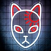 Anime Fox Face Demon Neon Sign for Wall Decor - Japanese Slayer Neon Acrylic USB Powered LED Wall Art Decor, Light Up Sign Dimmable, for Man Cave Bedroom Game Room Birthday Party 14.02" x 9.76"