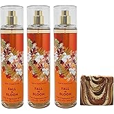 Bath & Body Works Fall In Bloom 3 Pack Fragrance Mist Bundle with a Clay Baby Bar Soap - Full Size