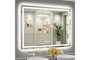 BRIIVUE 55"x40" LED Bathroom Mirror with Lights, Backlit & Front Lit, Anti-Fog Lighted Bathroom Vanity Mirror for Wall, Memory Function, Dimmable, HD Tempered Glass, Shatter-Proof