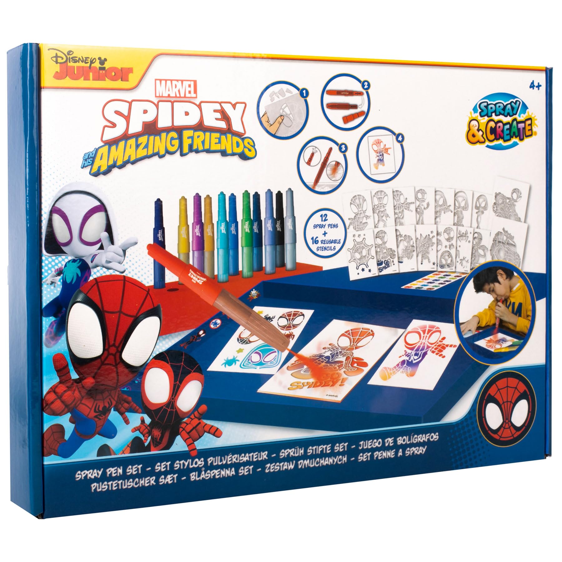 Disney - Marvel - Spidey and his Amazing Friends - Spray Pen Set - Colouring Pens for Children - Colouring Set with Colouring Pencils and Colouring Pages