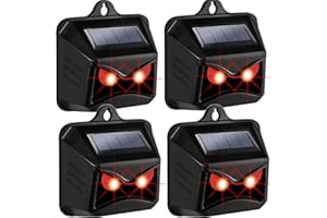 Phosooy Solar Powered Animal Repeller, Predator Eye Animal Deterrent Devices, Coyote Skunk Raccoon Deer Repellent for Chicken Garbage Can Farm Yard Protection (4)