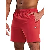 MIER Mens Athletic Shorts 7 Inch Inseam Quick Dry Breathable Running Gym Workout Shorts with 3 Zipper Pockets, No Liner