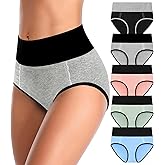 MISSWHO Cotton High Waisted Womens Underwear Soft Stretch Breathable Full Coverage Ladies Panties(Regular & Plus Size)