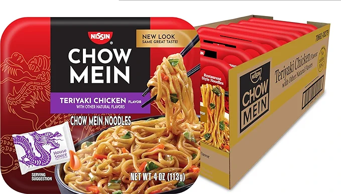 Nissin Chow Mein Noodles, Teriyaki Chicken, 4 Ounce (Pack of 8)