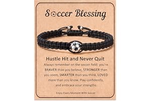 FYUKISS Baseball Football Soccer Gifts, Adjustable Braided Baseball Bracelets for Teen Ideas with Message Gift Card