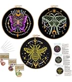 Punch Needle FREEBLOSS Cross Stitch Bookmark Kits - 6 Insect Pattern Embroidery Kits For Beginners Cross Stitch Kits