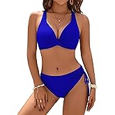 Blooming Jelly Womens Bikinis Sets Push Up Two Piece Bathing Suit Criss Cross Fixed Cup Swim Suit Cheeky Bikini Swimsuit