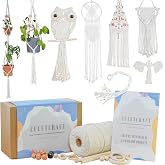 CULETCRAFT Macrame Kit for Beginners 153pc, 15 Projects Book, 164yd Cotton Macrame Cord, Wooden Beads &amp; Sticks, Wooden &amp; Metal Rings, Gift Box, Book &amp; Accessories, Perfect Macrame Starter Kit