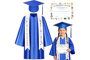 RAYEKROT Kids Kindergarten Preschool Graduation Gown Cap Set with 2025 Tassel Graduation Stole Certificate for Grad Gift