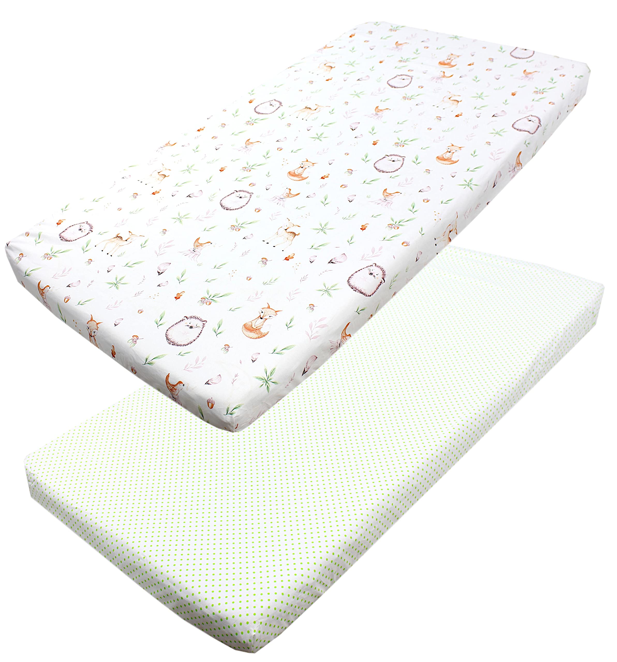 TupTam baby fitted sheet children fitted sheet for baby bed cot pack of 2, Glade/Polka Dot Green, 90 x 200 cm — image 1