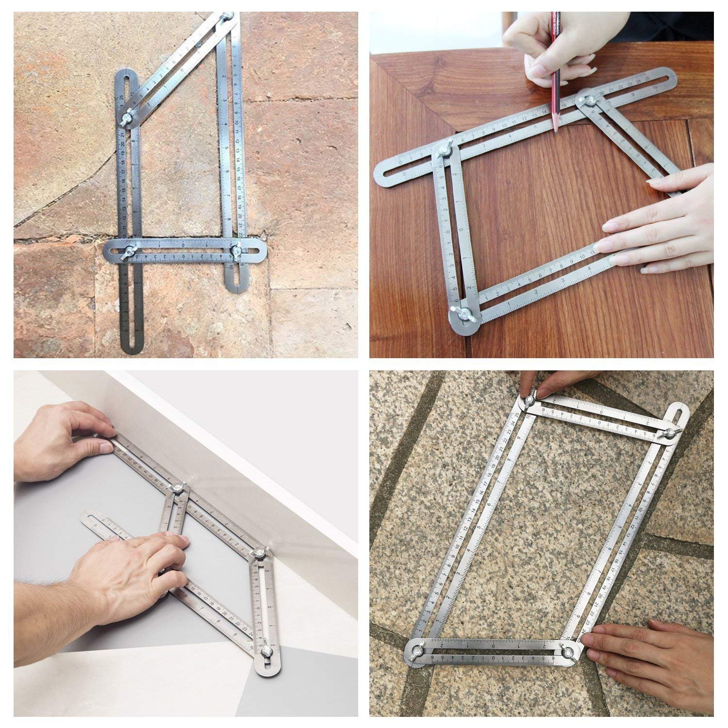Angleizer Vorlage Werkzeug, WOWGO Werkzeug Lineal Edelstahl Messgerät für Handymen Bauherren Handwerker