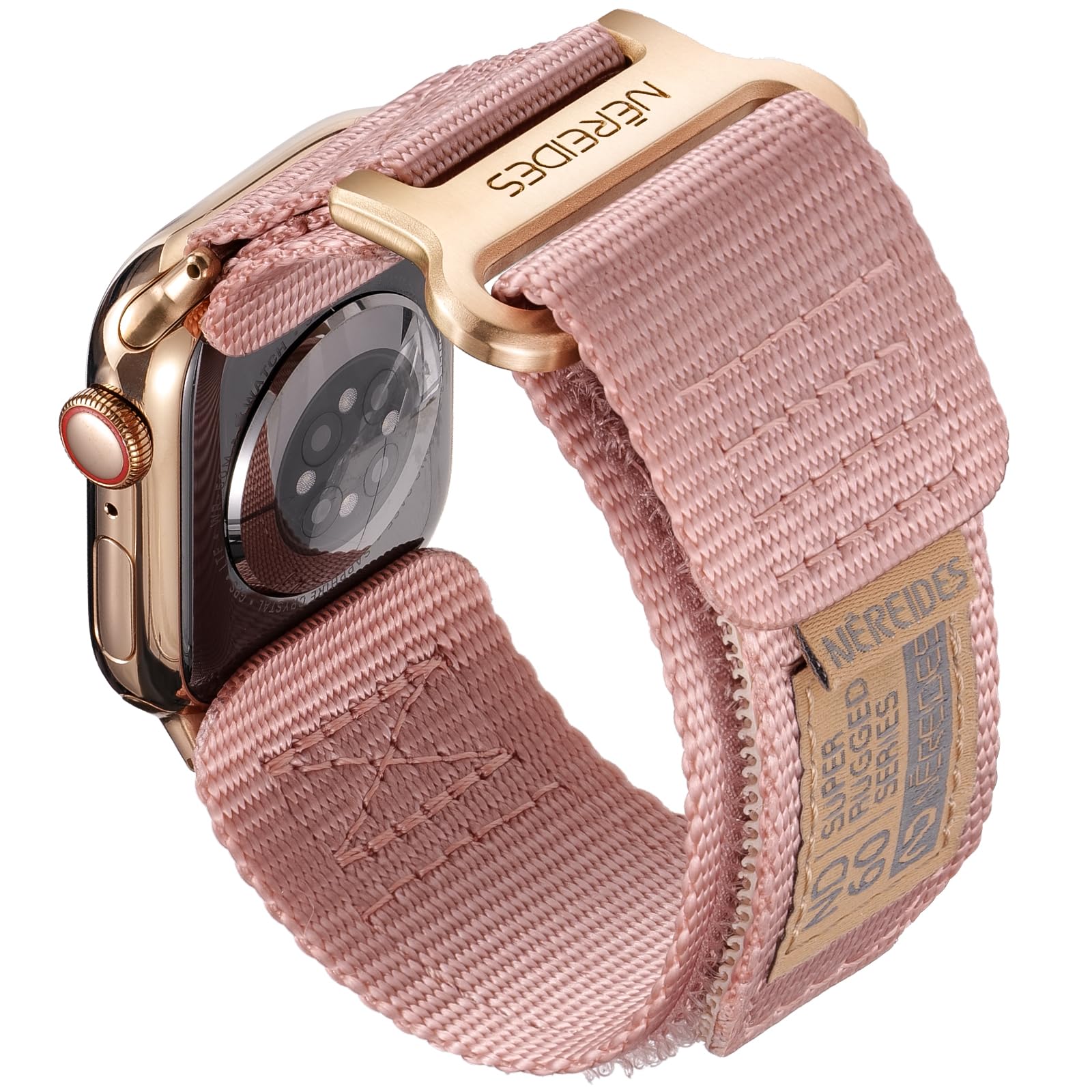 Photo 1 of Compatible with Apple Watch Series 10 Band Series 9/8/7/6/5/4/SE/SE2,Nylon Sports Strap with Woven Design for Women 42mm/40mm/41mm/38mm,Pink