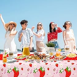 WNINK 4 Pack Strawberry Tablecloths Strawberry