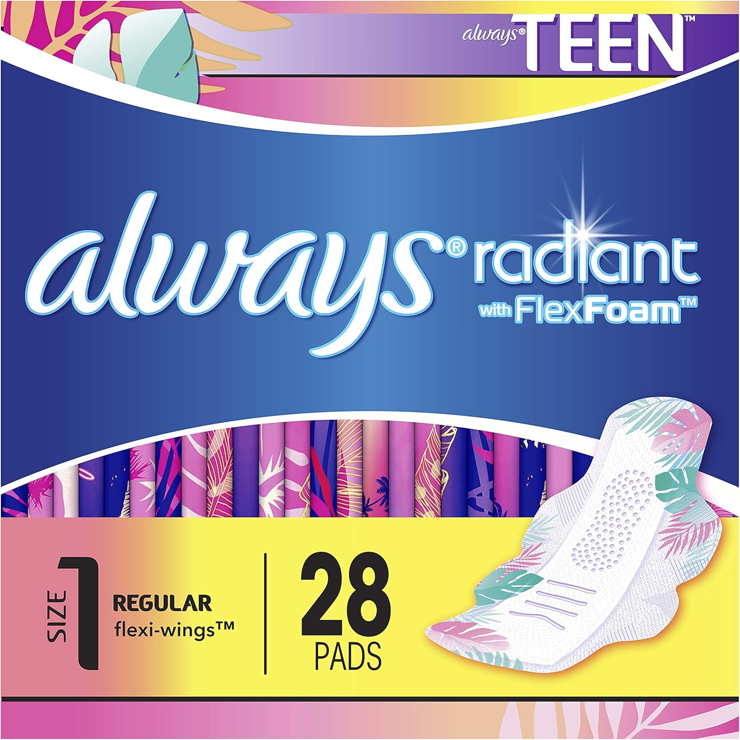 Always Totally Teen Radiant Infinity Pads 28 Count: Health & Personal Care